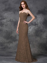 Mermaid Gorgeous Sweetheart Applique Sleeveless Long Satin Bridesmaid Dresses-Ballbella