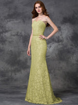 Mermaid Gorgeous Sweetheart Applique Sleeveless Long Satin Bridesmaid Dresses-Ballbella