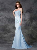 Mermaid Gorgeous Sweetheart Beading Sleeveless Long Satin Chiffon Bridesmaid Dresses-Ballbella