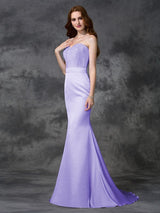 Mermaid Gorgeous Sweetheart Beading Sleeveless Long Satin Chiffon Bridesmaid Dresses-Ballbella