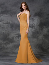 Mermaid Gorgeous Sweetheart Beading Sleeveless Long Satin Chiffon Bridesmaid Dresses-Ballbella