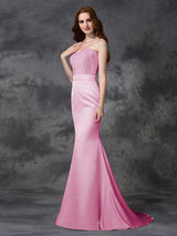 Mermaid Gorgeous Sweetheart Beading Sleeveless Long Satin Chiffon Bridesmaid Dresses-Ballbella