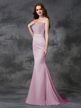 Mermaid Gorgeous Sweetheart Beading Sleeveless Long Satin Chiffon Bridesmaid Dresses-Ballbella