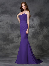 Mermaid Gorgeous Sweetheart Beading Sleeveless Long Satin Chiffon Bridesmaid Dresses-Ballbella