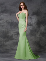 Mermaid Gorgeous Sweetheart Beading Sleeveless Long Satin Chiffon Bridesmaid Dresses-Ballbella
