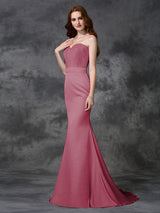 Mermaid Gorgeous Sweetheart Beading Sleeveless Long Satin Chiffon Bridesmaid Dresses-Ballbella