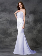 Mermaid Gorgeous Sweetheart Beading Sleeveless Long Satin Chiffon Bridesmaid Dresses-Ballbella