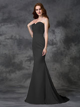 Mermaid Gorgeous Sweetheart Beading Sleeveless Long Satin Chiffon Bridesmaid Dresses-Ballbella