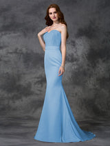Mermaid Gorgeous Sweetheart Beading Sleeveless Long Satin Chiffon Bridesmaid Dresses-Ballbella