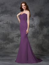 Mermaid Gorgeous Sweetheart Beading Sleeveless Long Satin Chiffon Bridesmaid Dresses-Ballbella