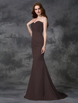 Mermaid Gorgeous Sweetheart Beading Sleeveless Long Satin Chiffon Bridesmaid Dresses-Ballbella