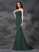 Mermaid Gorgeous Sweetheart Beading Sleeveless Long Satin Chiffon Bridesmaid Dresses-Ballbella