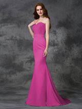 Mermaid Gorgeous Sweetheart Beading Sleeveless Long Satin Chiffon Bridesmaid Dresses-Ballbella