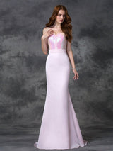 Mermaid Gorgeous Sweetheart Beading Sleeveless Long Satin Chiffon Bridesmaid Dresses-Ballbella