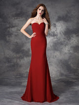 Mermaid Gorgeous Sweetheart Ruched Sleeveless Long Chiffon Bridesmaid Dresses-Ballbella