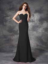 Mermaid Gorgeous Sweetheart Ruched Sleeveless Long Chiffon Bridesmaid Dresses-Ballbella