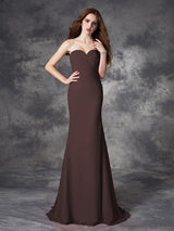 Mermaid Gorgeous Sweetheart Ruched Sleeveless Long Chiffon Bridesmaid Dresses-Ballbella