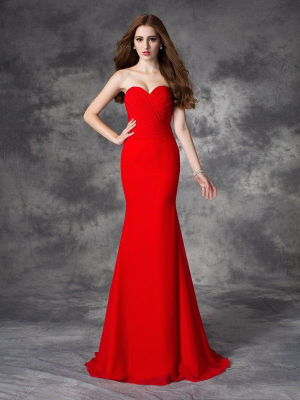Mermaid Gorgeous Sweetheart Ruched Sleeveless Long Chiffon Bridesmaid Dresses Mermaid Gorgeous Sweetheart Ruched Sleeveless Long Chiffon Bridesmaid Dresses