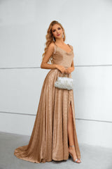 Mermaid High Split Sweetheart Spaghetti strap Floor-length Sleeveless Backless Prom Dresses-Ballbella