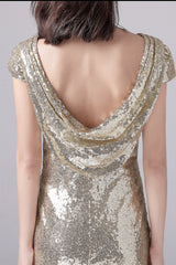 Mermaid Jewel Sequined Floor Length Short sleeves mother's dress-Ballbella