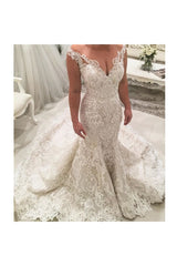 Mermaid Lace Wedding Dresses Sleeveless Classic Dresses for Weddings-Ballbella