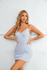 Mermaid Mini Sweetheart Spaghetti strap Lace Sequined Sleeveless Prom Dresses-Ballbella