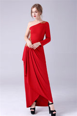 Mermaid One Shoulder Ankle-length Asymmetrical Applique mother's dress-Ballbella