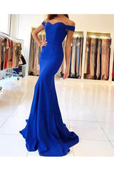 Mermaid Pink Off-the-Shoulder Formal Dress Simpe Elegant Long Evening Dress-Ballbella