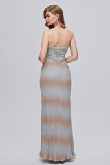 Mermaid Spaghetti strap Ankle Length Sleeveless Open Back Split Front Modest Prom Dress-Ballbella