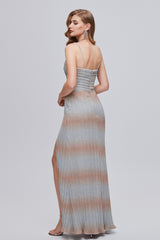 Mermaid Spaghetti strap Ankle Length Sleeveless Open Back Split Front Modest Prom Dress-Ballbella