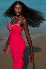 Mermaid Strap Sweetheart Ankle Length Sleeveless Backless Applique Prom Dress-Ballbella