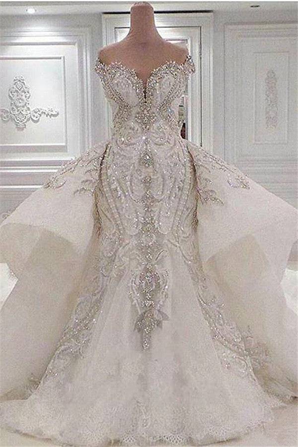 Mermaid Sweetheart Floor Length Wide Hem Tulle Beading Wedding Dress Mermaid Sweetheart Floor Length Wide Hem Tulle Beading Wedding Dress