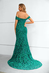 Mermaid Sweetheart Off-the-shoulder Floor-length Sleeveless Backless Appliques Lace Prom Dress-Ballbella