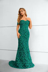 Mermaid Sweetheart Off-the-shoulder Floor-length Sleeveless Backless Appliques Lace Prom Dress-Ballbella