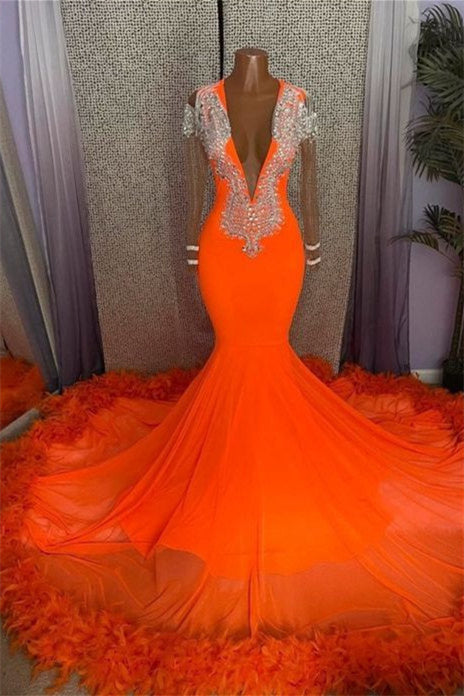 chinese dress ladies One Shoulder Long A-line Blue Satin Feather Prom Dresses, Side Slit Ch –  ClaireBridal main image 1