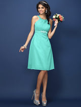 Modern Bateau Sash/Ribbon/Belt Sleeveless Short Chiffon Bridesmaid Dresses-Ballbella