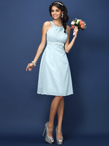 Modern Bateau Sash/Ribbon/Belt Sleeveless Short Chiffon Bridesmaid Dresses-Ballbella
