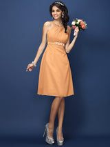 Modern Bateau Sash/Ribbon/Belt Sleeveless Short Chiffon Bridesmaid Dresses-Ballbella