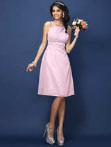 Modern Bateau Sash/Ribbon/Belt Sleeveless Short Chiffon Bridesmaid Dresses-Ballbella