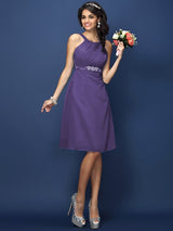 Modern Bateau Sash/Ribbon/Belt Sleeveless Short Chiffon Bridesmaid Dresses-Ballbella
