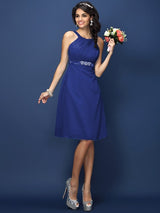 Modern Bateau Sash/Ribbon/Belt Sleeveless Short Chiffon Bridesmaid Dresses-Ballbella