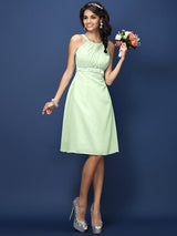 Modern Bateau Sash/Ribbon/Belt Sleeveless Short Chiffon Bridesmaid Dresses-Ballbella