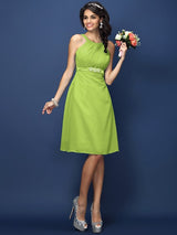 Modern Bateau Sash/Ribbon/Belt Sleeveless Short Chiffon Bridesmaid Dresses-Ballbella