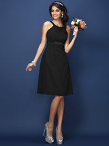 Modern Bateau Sash/Ribbon/Belt Sleeveless Short Chiffon Bridesmaid Dresses-Ballbella