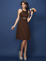 Modern Bateau Sash/Ribbon/Belt Sleeveless Short Chiffon Bridesmaid Dresses-Ballbella