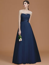 Modern Bateau Sleeveless Applique Tulle Bridesmaid Dresses-Ballbella