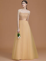 Modern Bateau Sleeveless Applique Tulle Bridesmaid Dresses-Ballbella