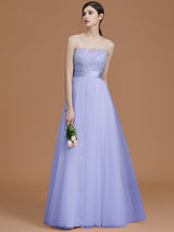 Modern Bateau Sleeveless Applique Tulle Bridesmaid Dresses-Ballbella