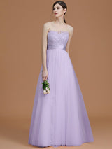Modern Bateau Sleeveless Applique Tulle Bridesmaid Dresses-Ballbella