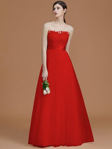 Modern Bateau Sleeveless Applique Tulle Bridesmaid Dresses-Ballbella